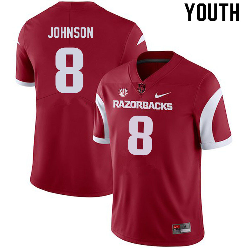 Youth #8 Jayden Johnson Arkansas Razorbacks College Football Jerseys Sale-Cardinal